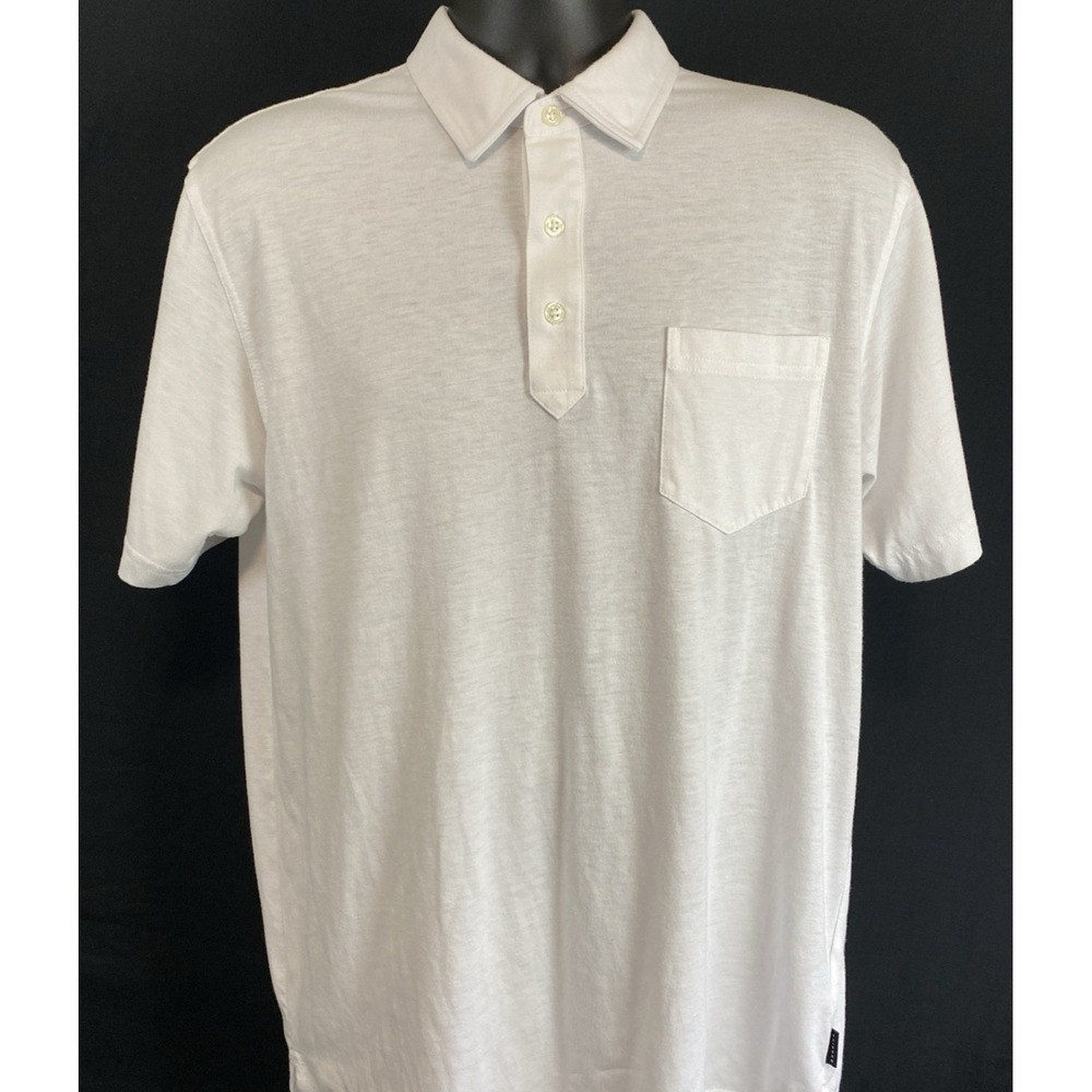 DUNNING Mens White Short Sleeve Polo Shirt Pocket Golf Casual Large